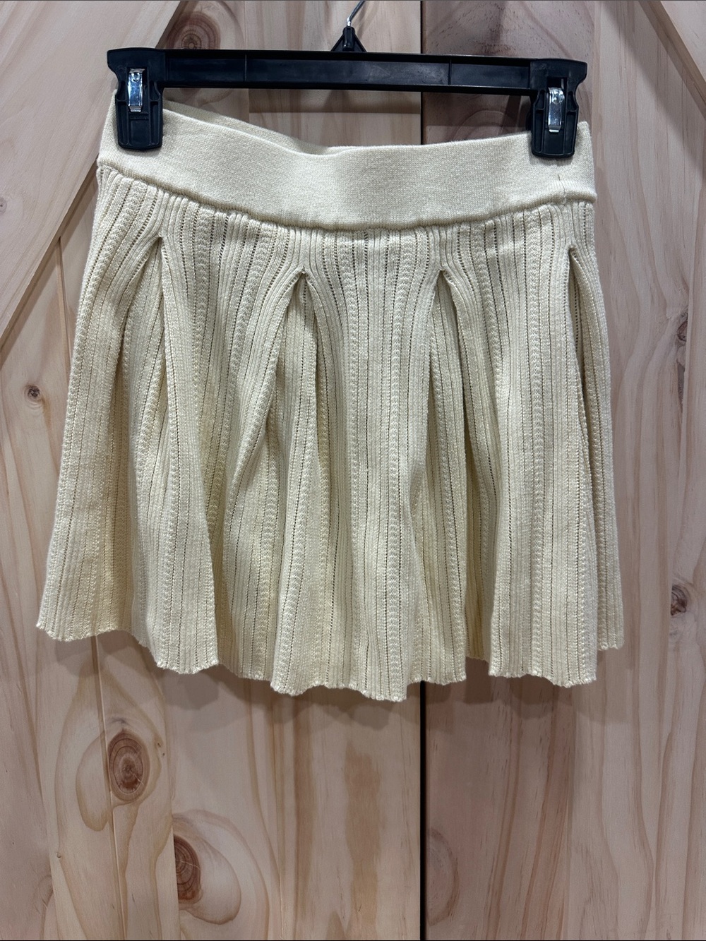 Hippie Rose Cream Ribbed Pleated Circle Skirt